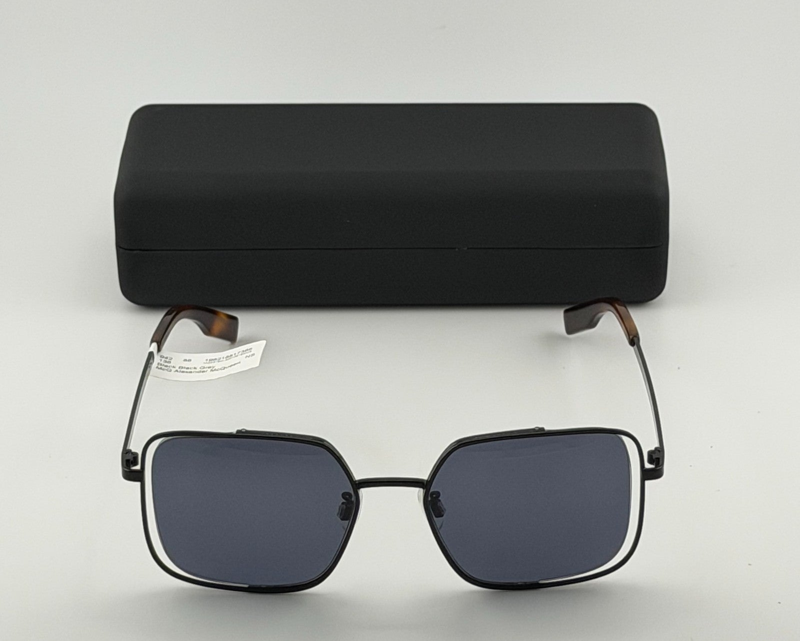 McQ Alexander McQueen Sunglasses Women's Square/Rectangle Black Gray with Case