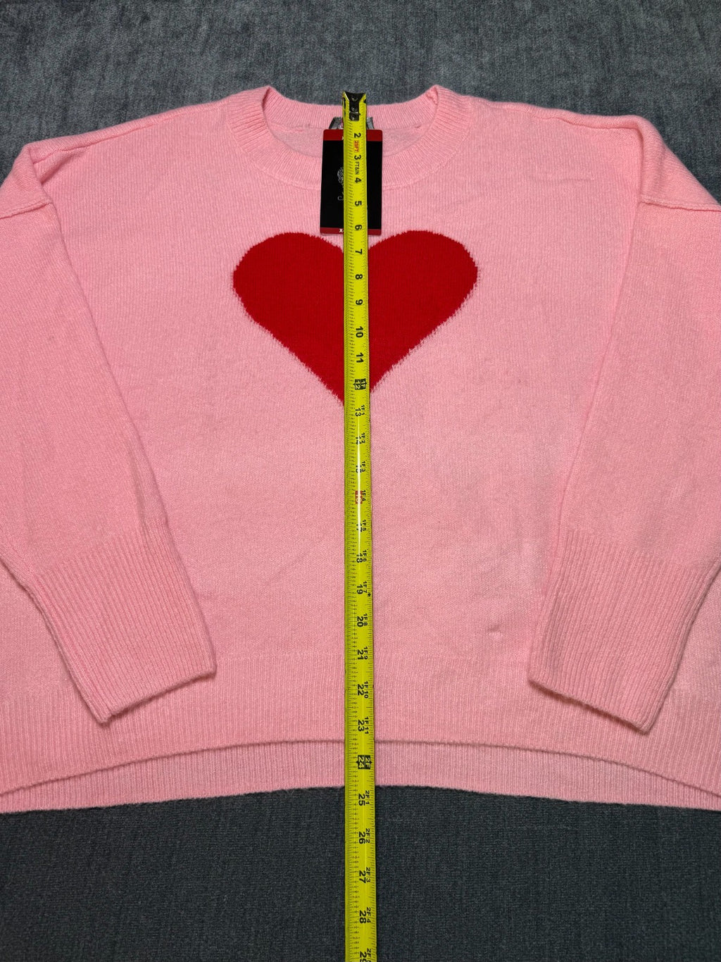NWT Vince Camuto Soft & Festive Relaxed Fit HEART SWEATER Women's Size XL Pink