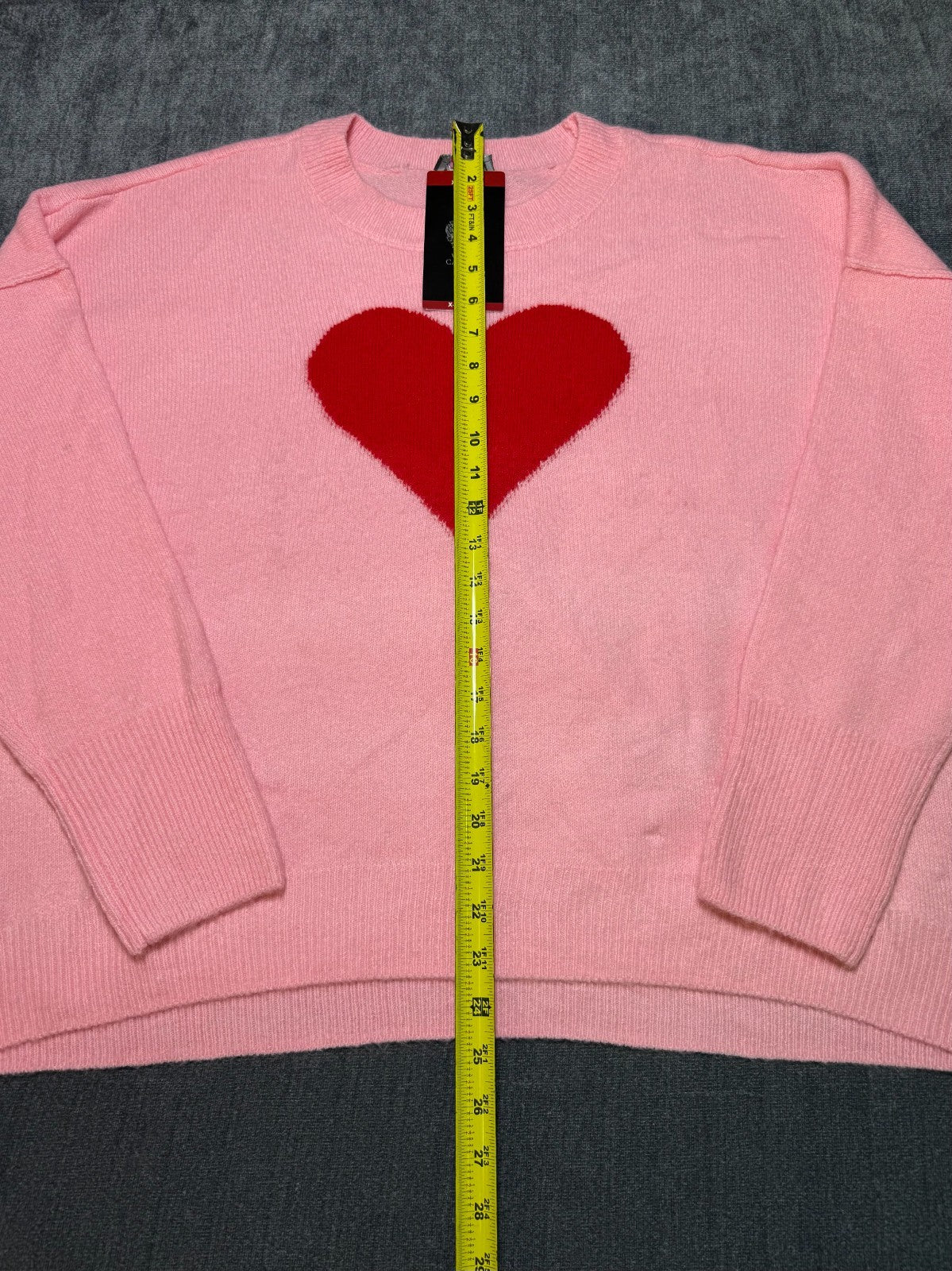 NWT Vince Camuto Soft & Festive Relaxed Fit HEART SWEATER Women's Size XL Pink