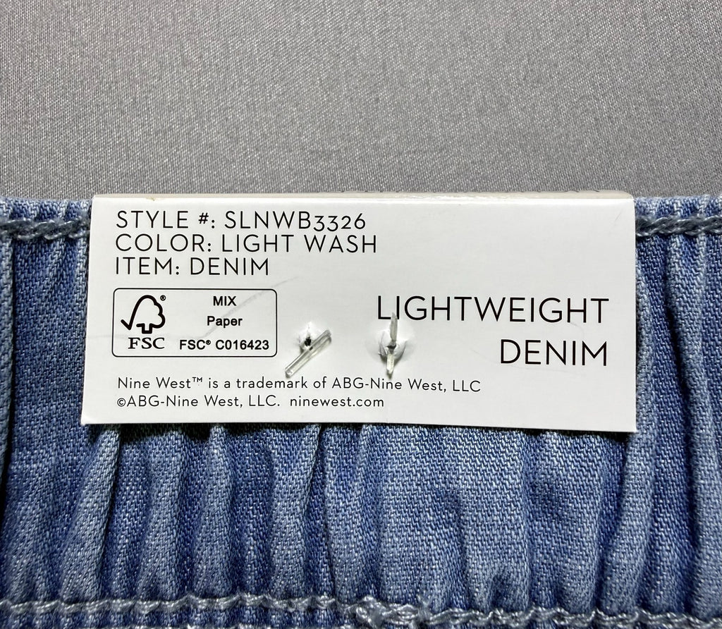NWT Nine West Lightweight Denim Wide Leg Jeans Women 1X Blue Light Wash Pull-On