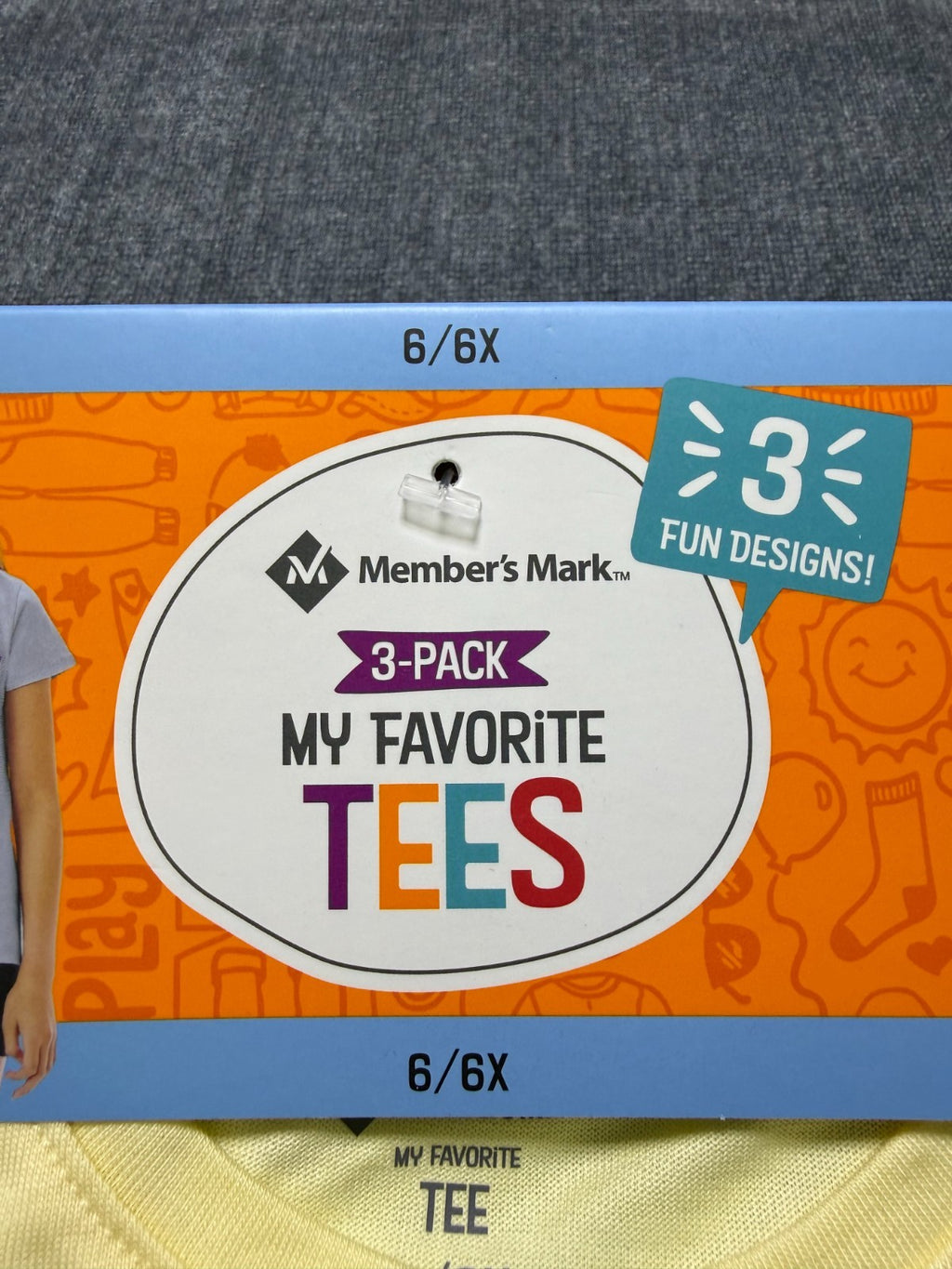 NWT Member's Mark My Favorite Active Tees Girls 6/6X Multicolor Preppy - 3-Pack