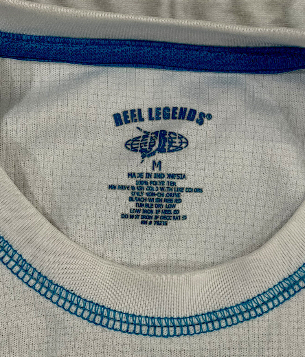 Reel Legends T Shirt Short Sleeve White Blue Fishing Men’s Size M Medium  B1