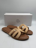 The Drop Monika Raffia Fashion Slip On Flat H-Band Slide Sandals Women 11 Beige