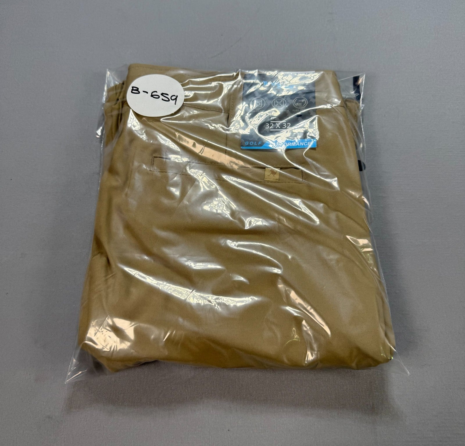 NWT Birdie Bound Golf Pants Men's 32X32 Beige Flat Front Lightweight Performance