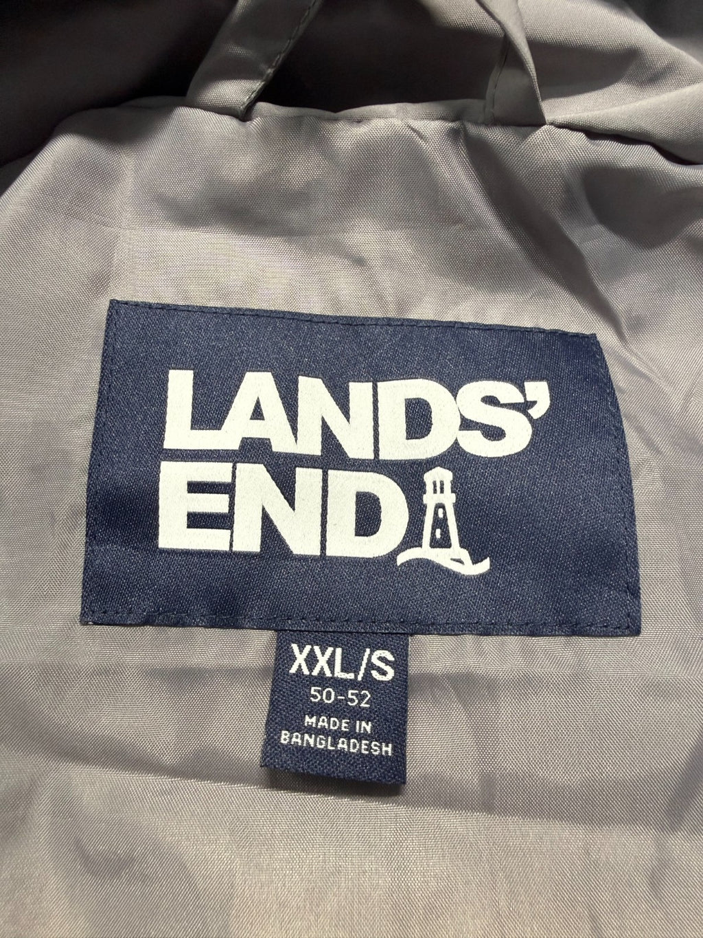 NWT Lands' End Hooded Packable Rain Jacket Men's Gray XXL/S (50-52) Waterproof
