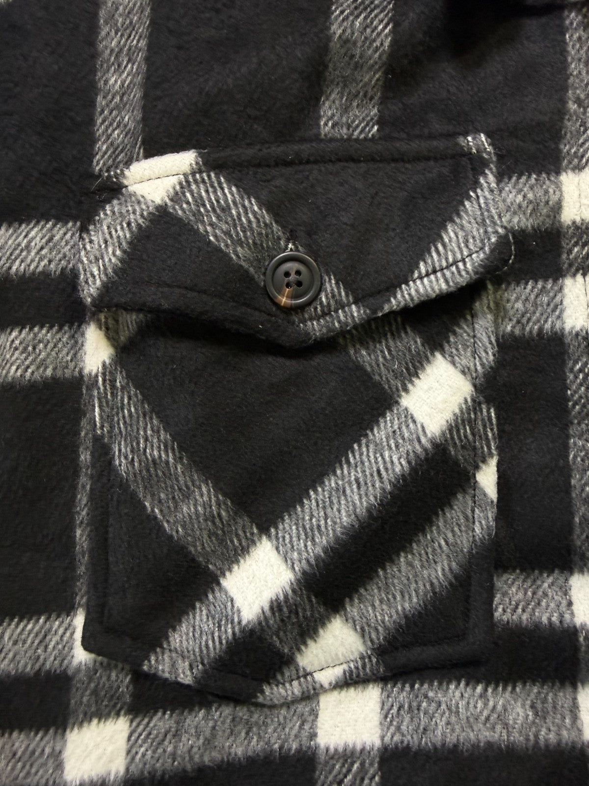 NWT Member's Mark Button-Front Plaid Shacket Women's XL Black/White Flap Pockets
