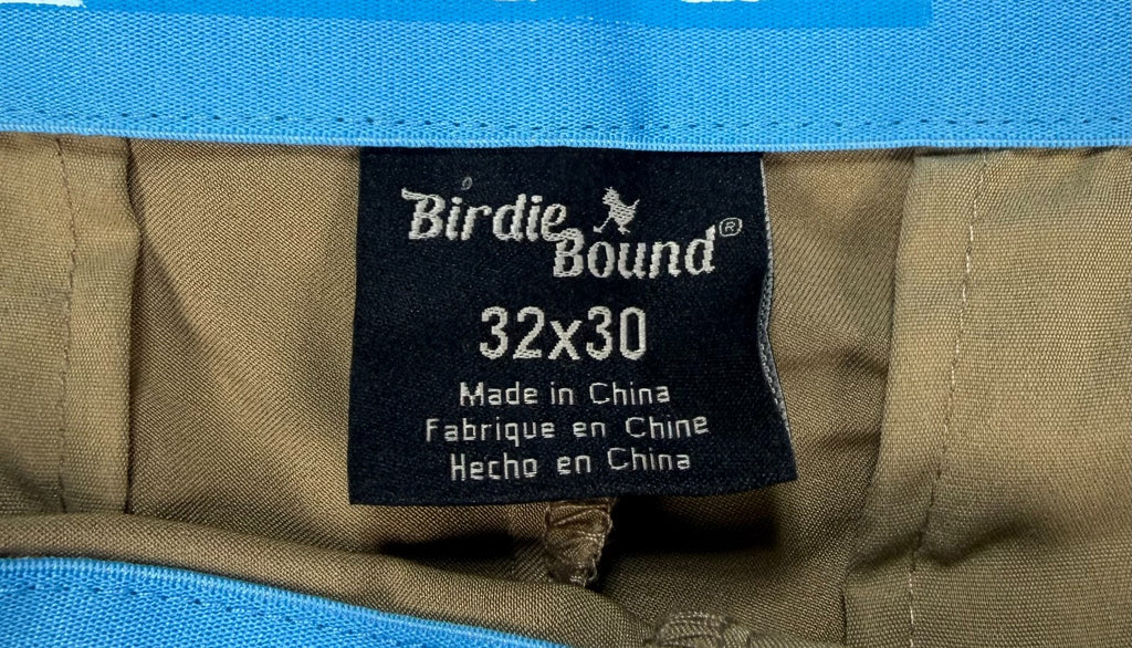 Birdie Bound Golf Chino Pants Men's 32x30 Khaki Flat Front Stretch Performance