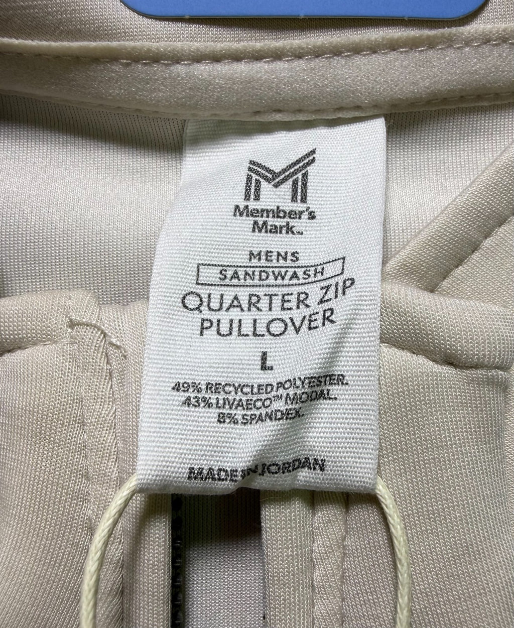NWT Member's Mark Quarter Zip Pullover Sweatshirt Men's Large Beige Long Sleeve