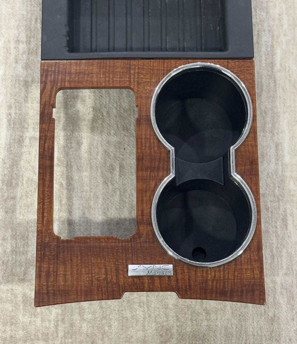 2007-2014 Ford Expedition OEM Front Center Console Cup Holder Assembly Woodgrain