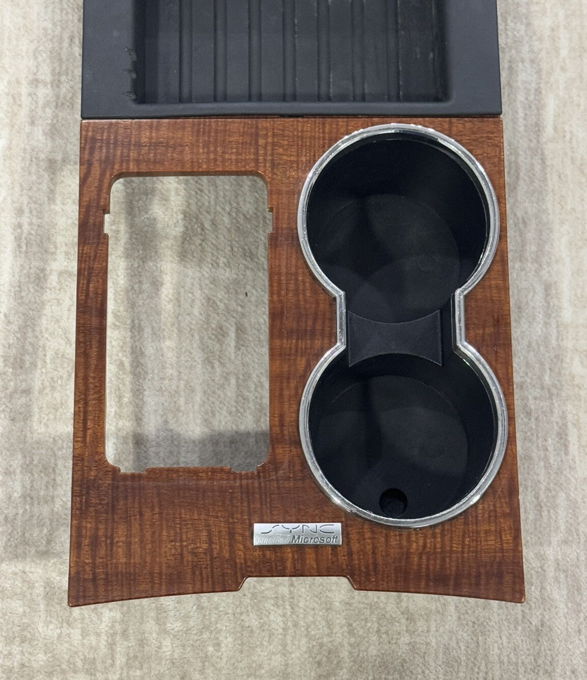 2007-2014 Ford Expedition OEM Front Center Console Cup Holder Assembly Woodgrain