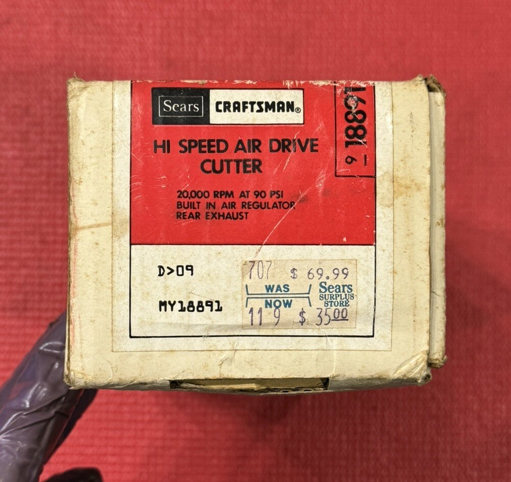 Vintage Sears Craftsman NEW 18891 Hi-Speed Air-Drive Cutter w/ OG Box & Receipt