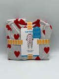 NWT Carter's Fleece Footie 1-Piece Pajama Set Baby 9-12M Gray Red Heart Comfort