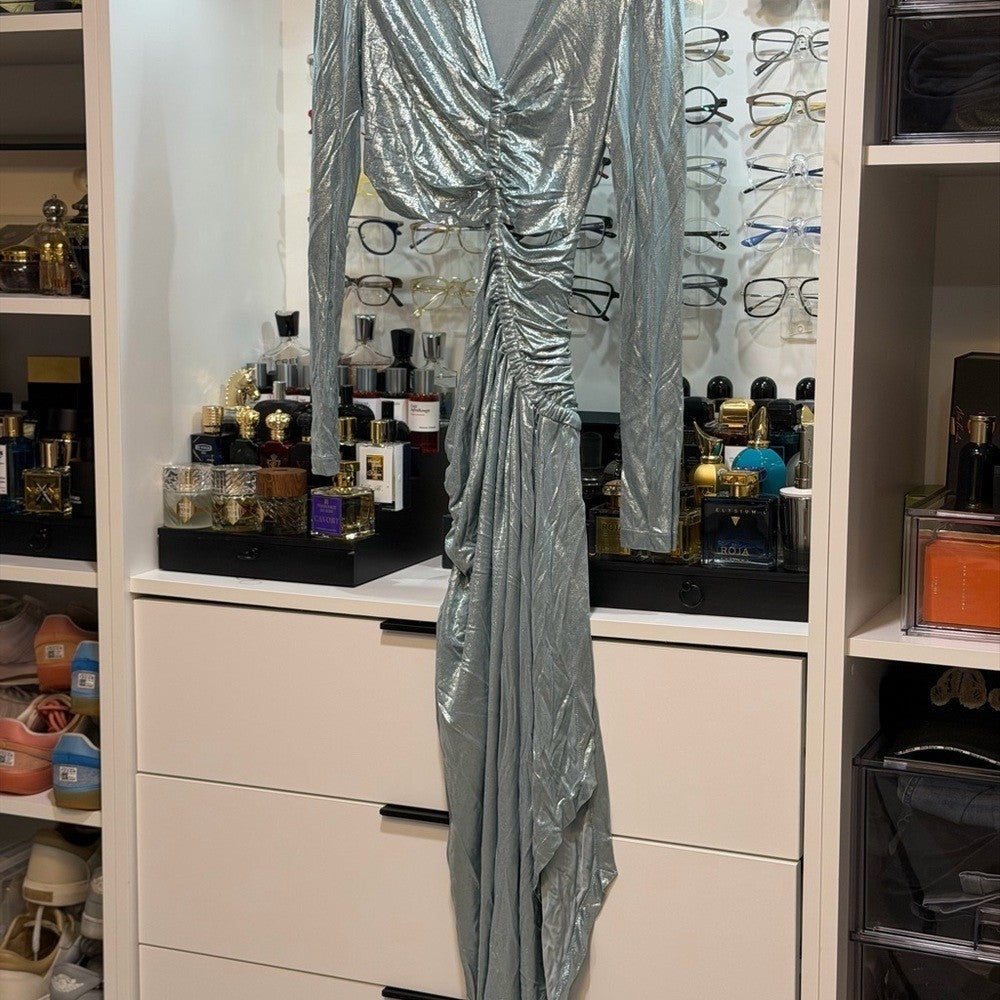 Off-White Shiny Jer Drapped Midi Dress womens size 40 EU