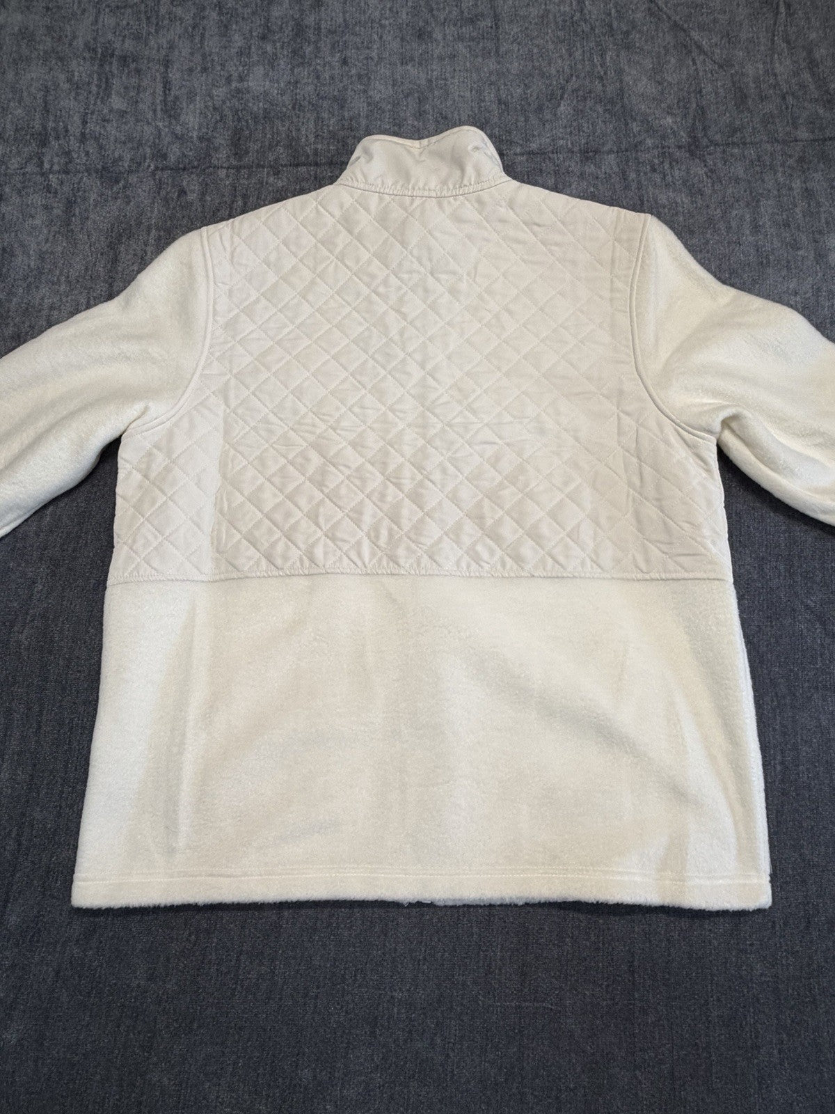 Eddie Bauer Mixed Media Fleece Jacket Women's Large White Cream Full Zip Casual