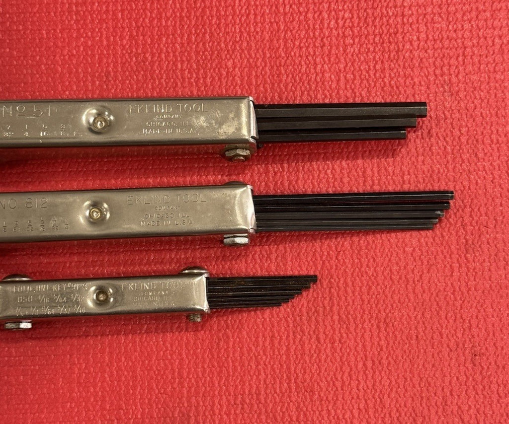 EKLIND TOOLS FOLDING HEX KEY ALLEN WRENCHES No.51,812,91-S  Chicago USA 3 Pc Lot