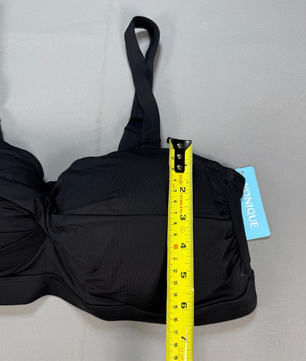 NWT Yonique 2 Piece Swimsuit Womens Plus Size 18W Black High Waisted Bikini Set