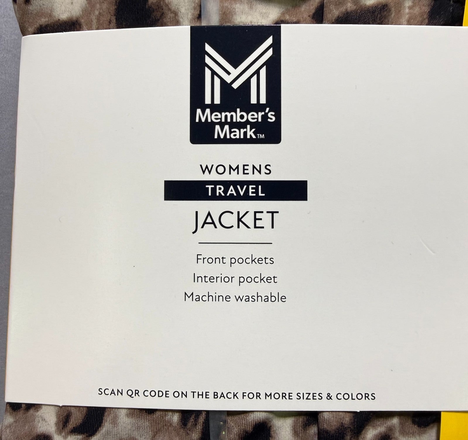 NWT Member's Mark Full-Zip Travel Jacket Women Medium Black/Brown Leopard Print