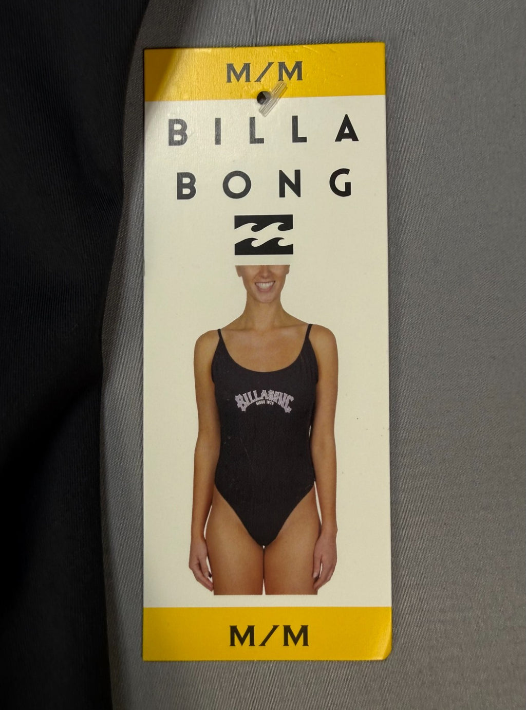 NWT Billabong One-Piece Swimsuit Women's Medium Black Graphic Logo Bathing Suit