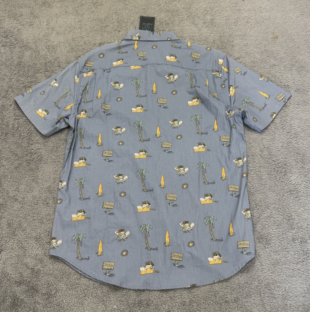 NEW Matix Staycation Men's Button Up Pocket Casual Blue Shirt Size Medium