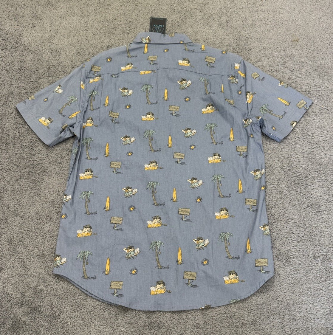 NEW Matix Staycation Men's Button Up Pocket Casual Blue Shirt Size Medium