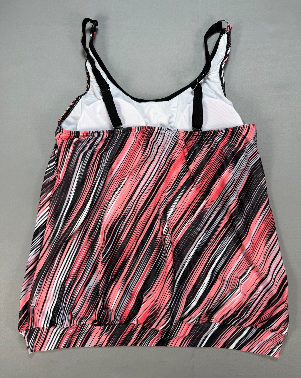 NWT Yonique Blouson Two Piece Tankini Bathing Suit Women's Large Pink Striped
