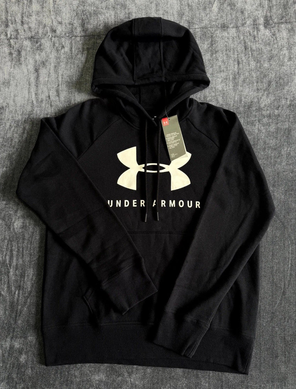 NWT Under Armour Rival Fleece Sportstyle Graphic Hoodie Men's Small Black Y2K