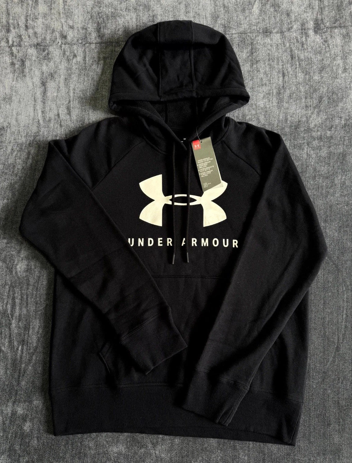NWT Under Armour Rival Fleece Sportstyle Graphic Hoodie Men's Small Black Y2K
