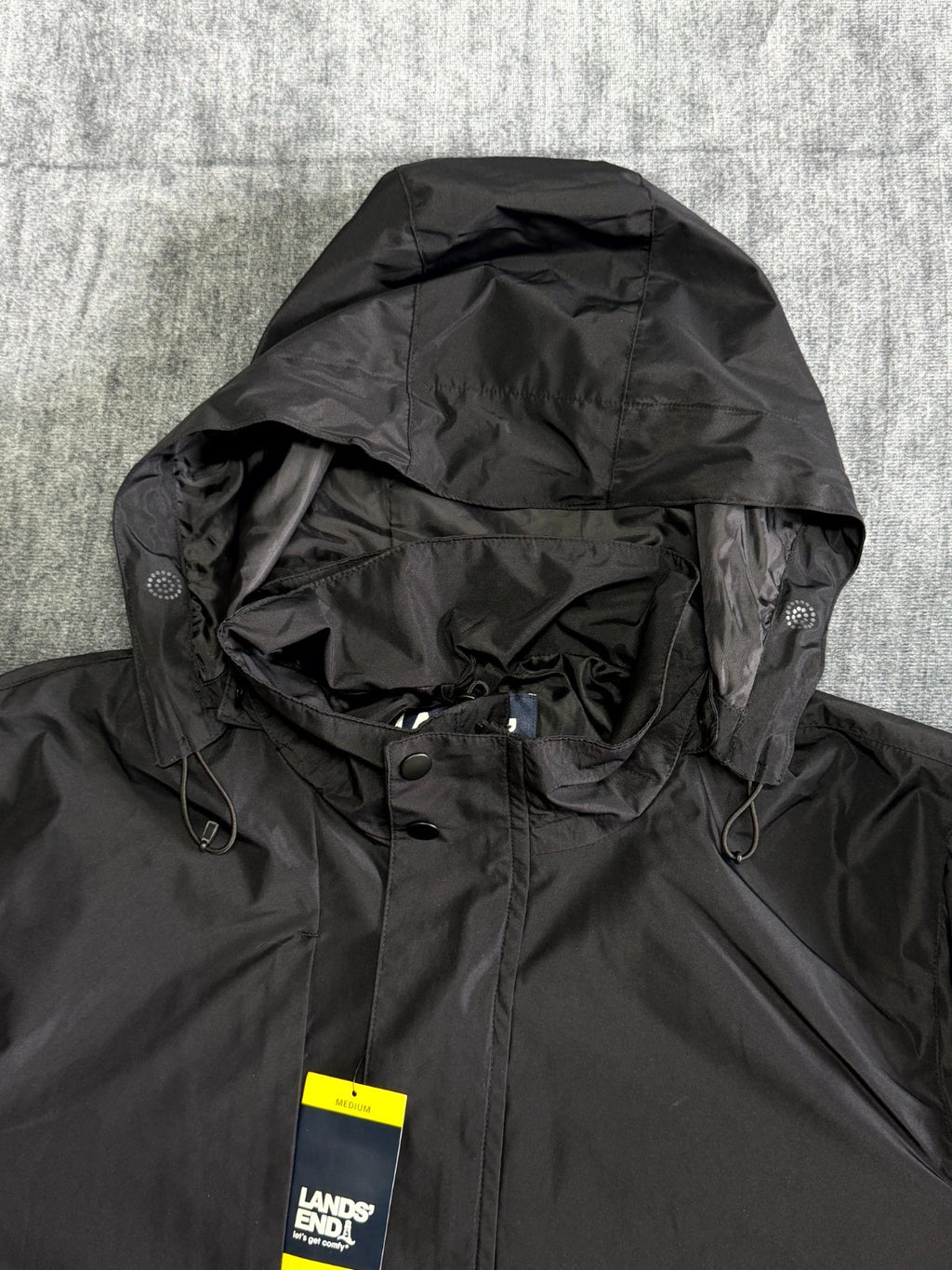 NWT Lands' End All-Weather 3-in-1 Jacket Men's Medium Black Full-Zip Hooded