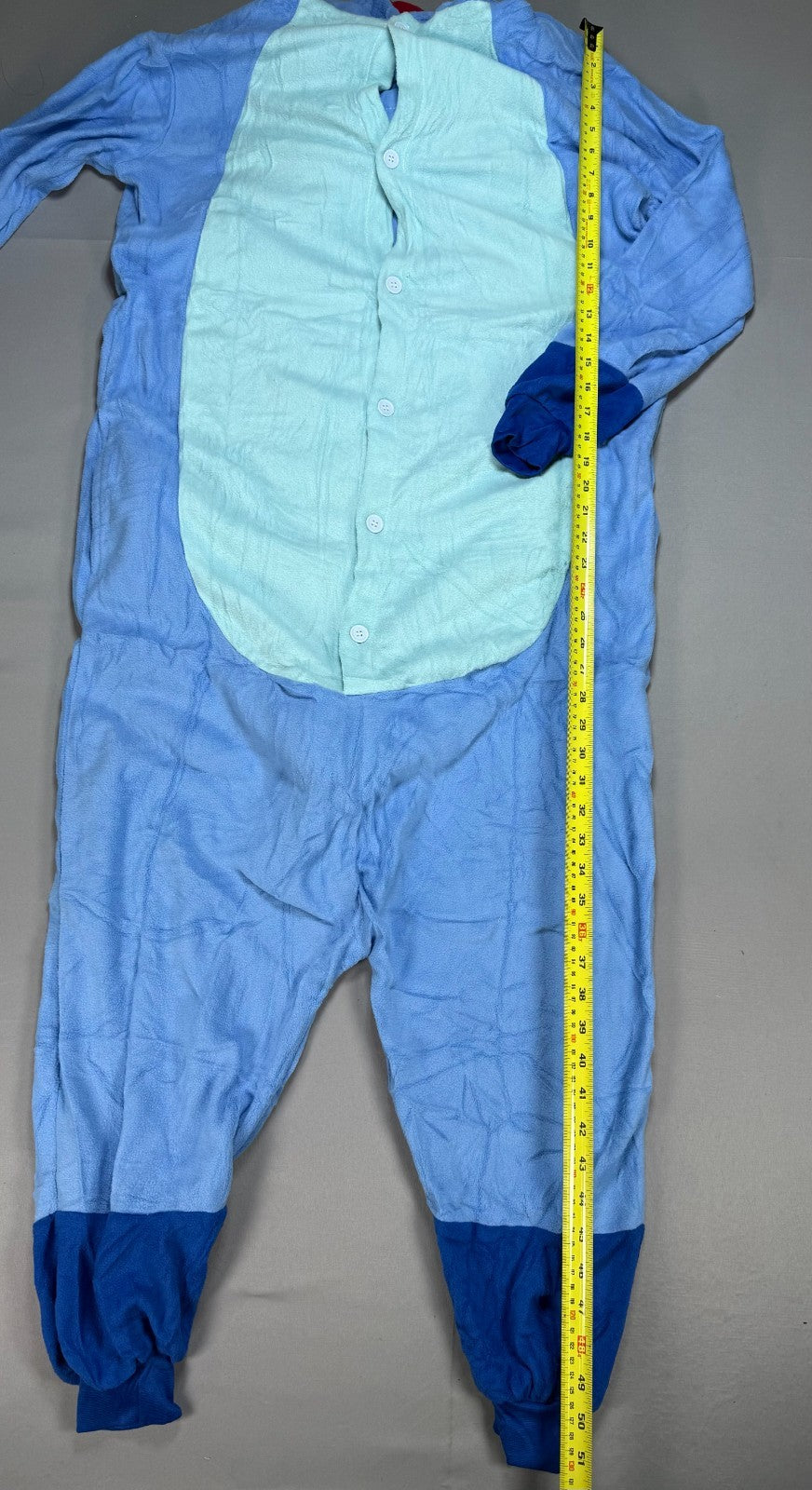 Disney Lilo & Stitch One Piece Costume Fleece Hooded Pajamas Adult Large Blue