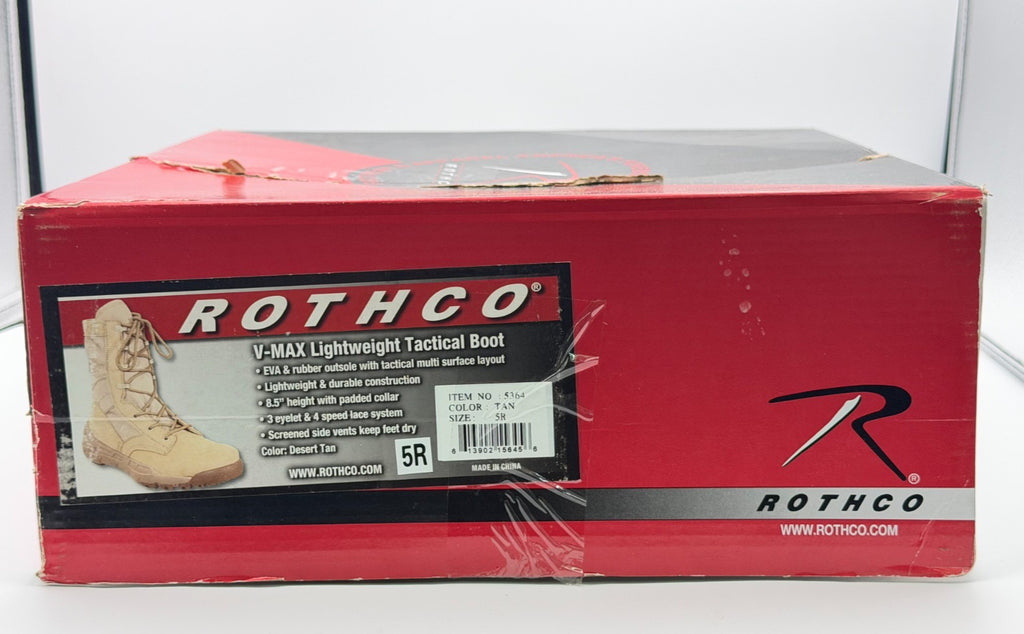 NWT Rothco V-Max Lightweight Tactical Boot Men's 5R Coyote Brown Lace Up Hiking