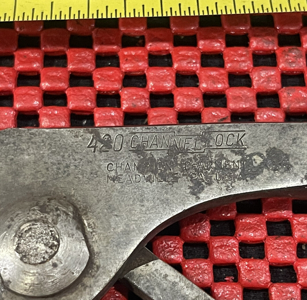 Vintage CHANNEL LOCK 420 Slip Joint Pliers Made In USA Meadville PA N2