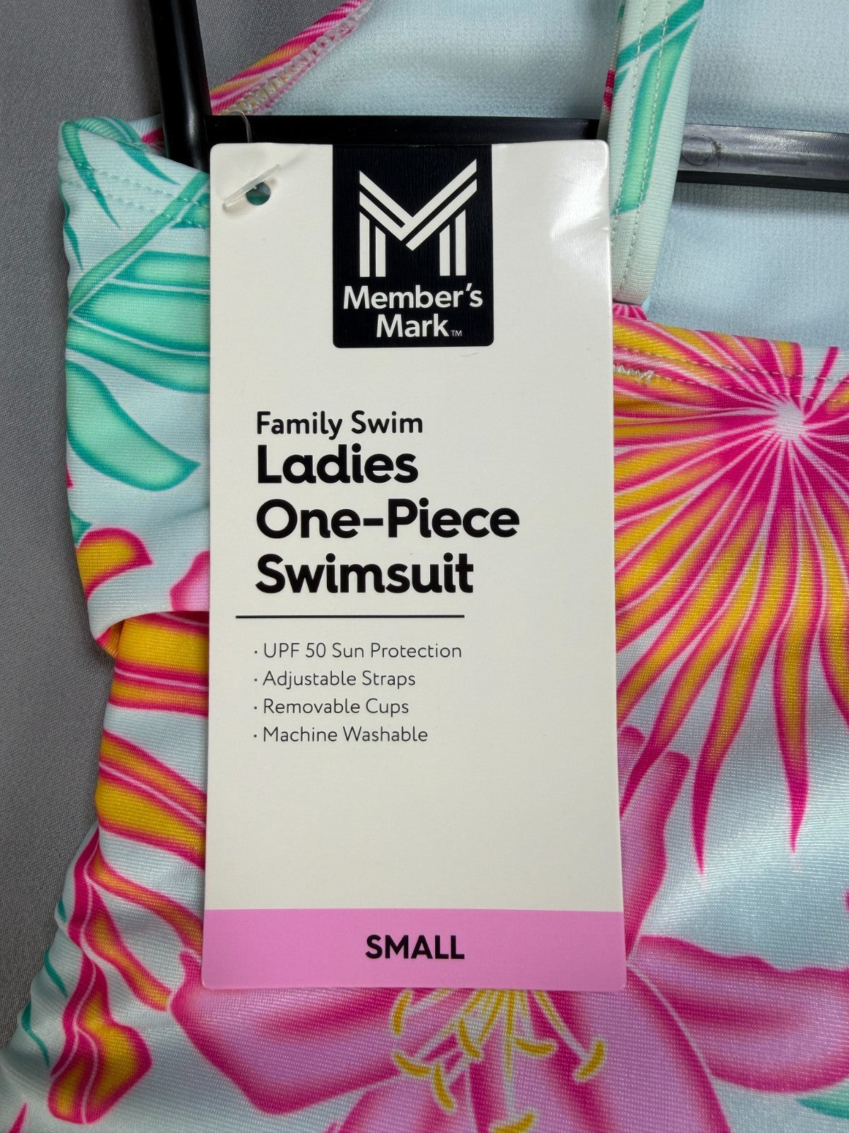 Member's Mark Adjustable Strap One-Piece Swimsuit Women Small Multicolor Floral