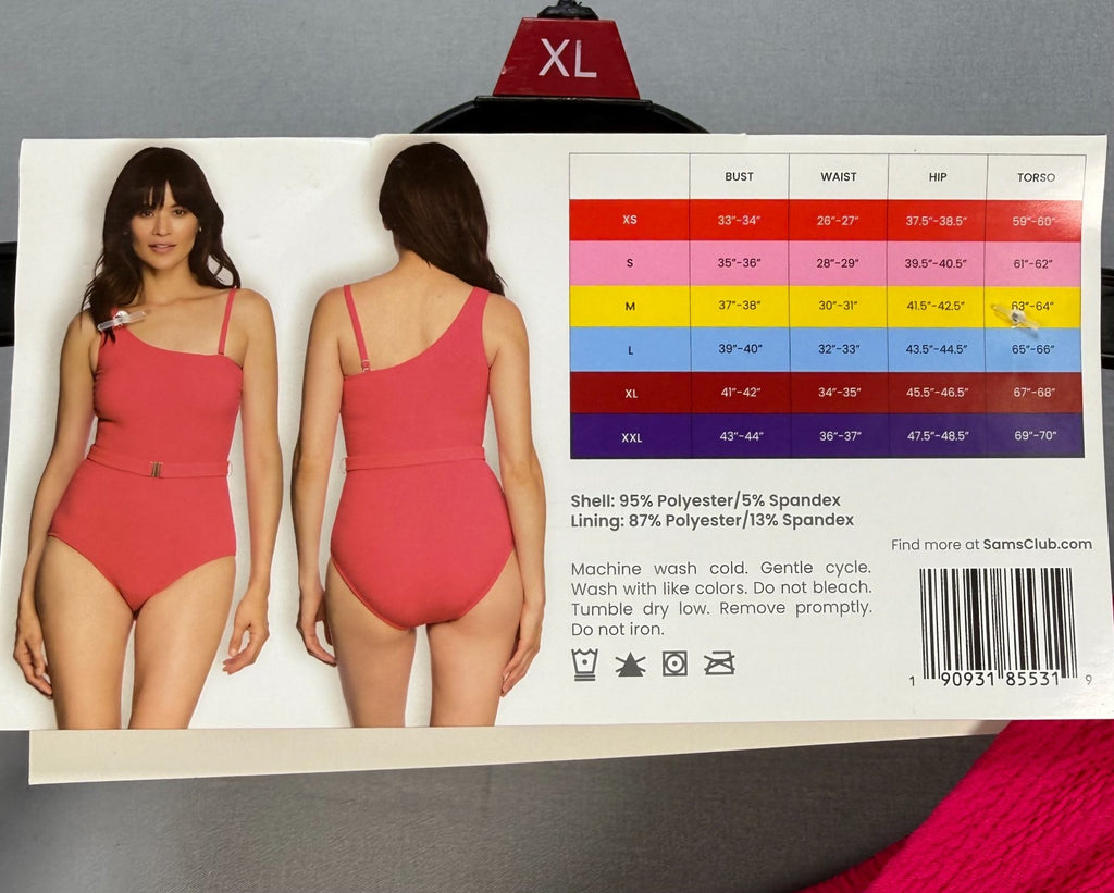 NWT Loft Asymmetrical Textured One-Piece Swimsuit Women's XL Pink Summer Beach