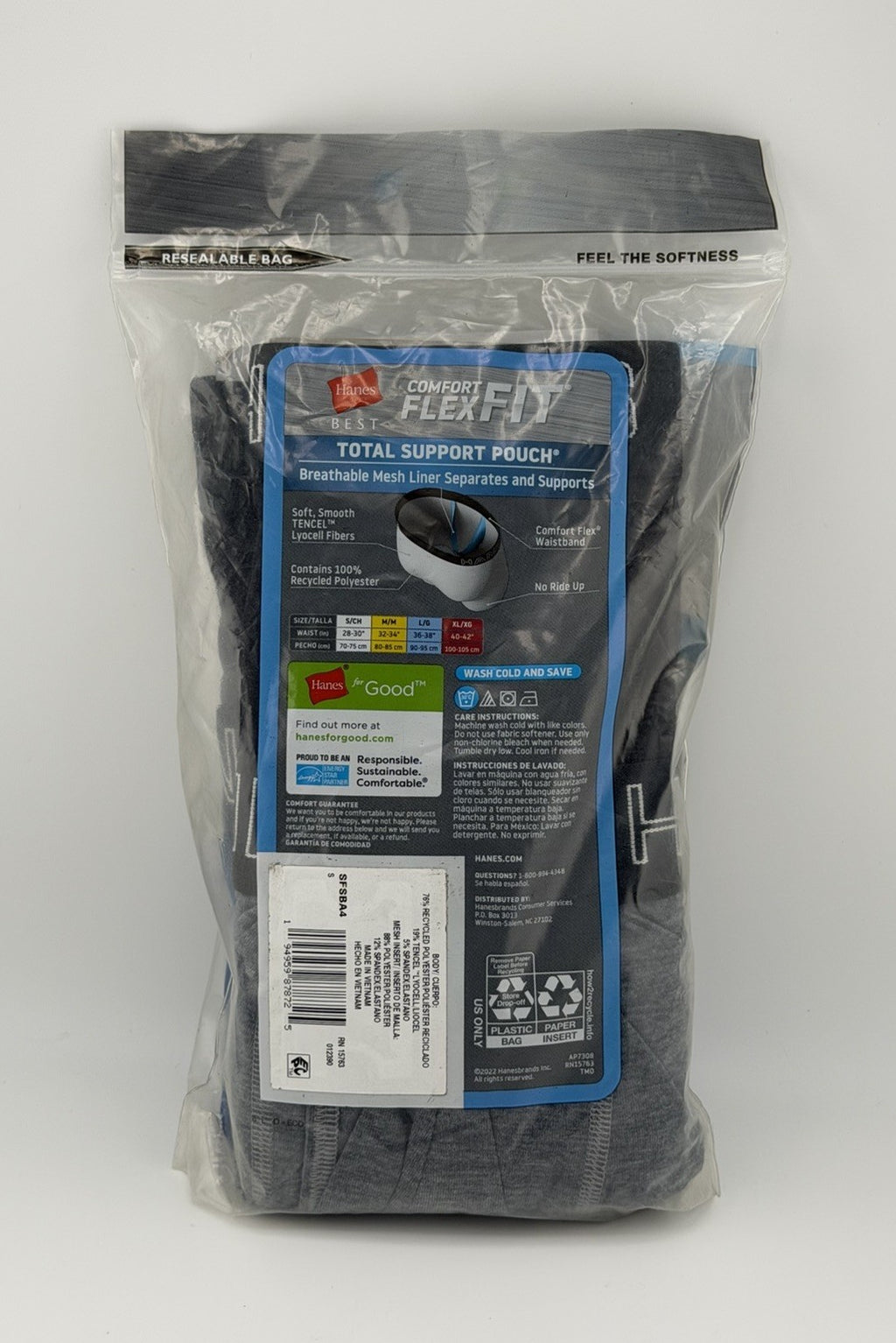 NWT Hanes Best Comfort Flex Fit 4 Pack Boxer Briefs Total Mesh Liner Small
