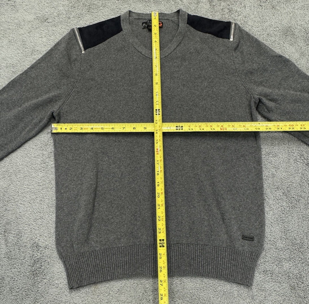 Guess Men's Size Large Black & Gray Sweater with Zipper Design