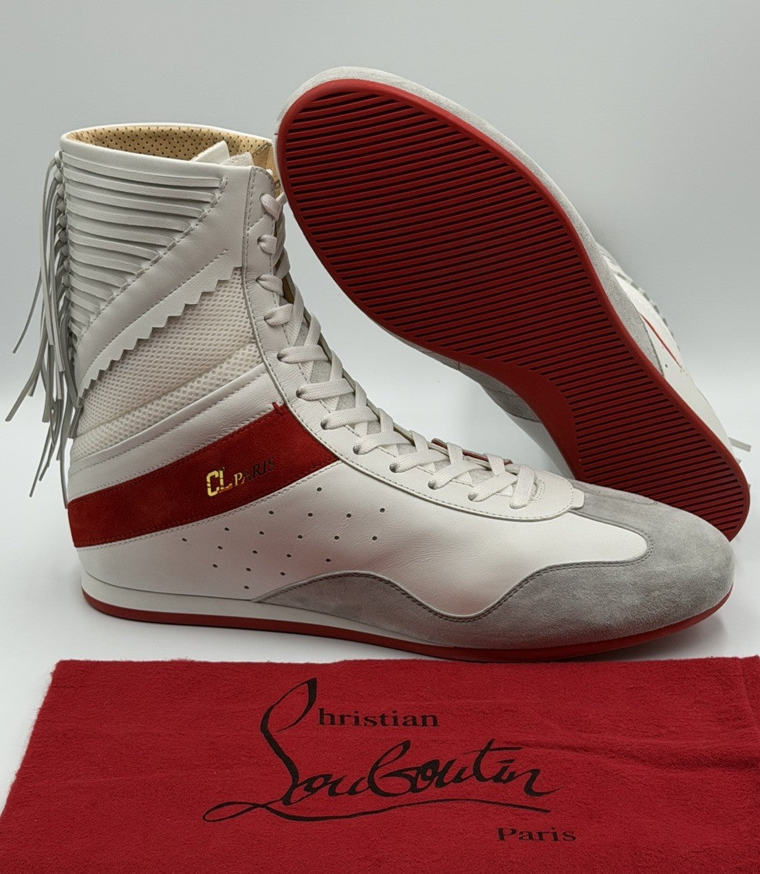 AUTHENTIC CHRISTIAN LOUBOUTIN Suede Knock-Out Boxing Sneakers (44 EU; 11 US)