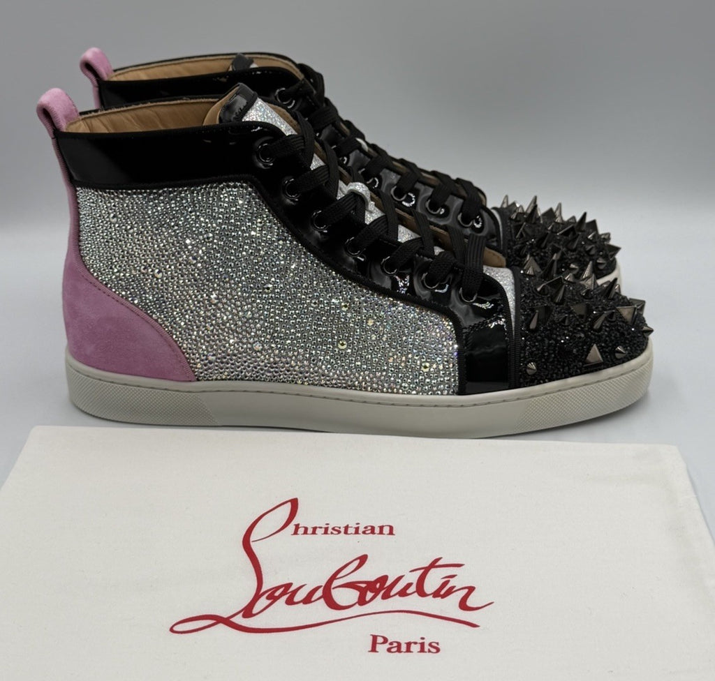 CHRISTIAN LOUBOUTIN Louis Strass Sneakers Pink High Swarovski Size 43 EU, 10 US
