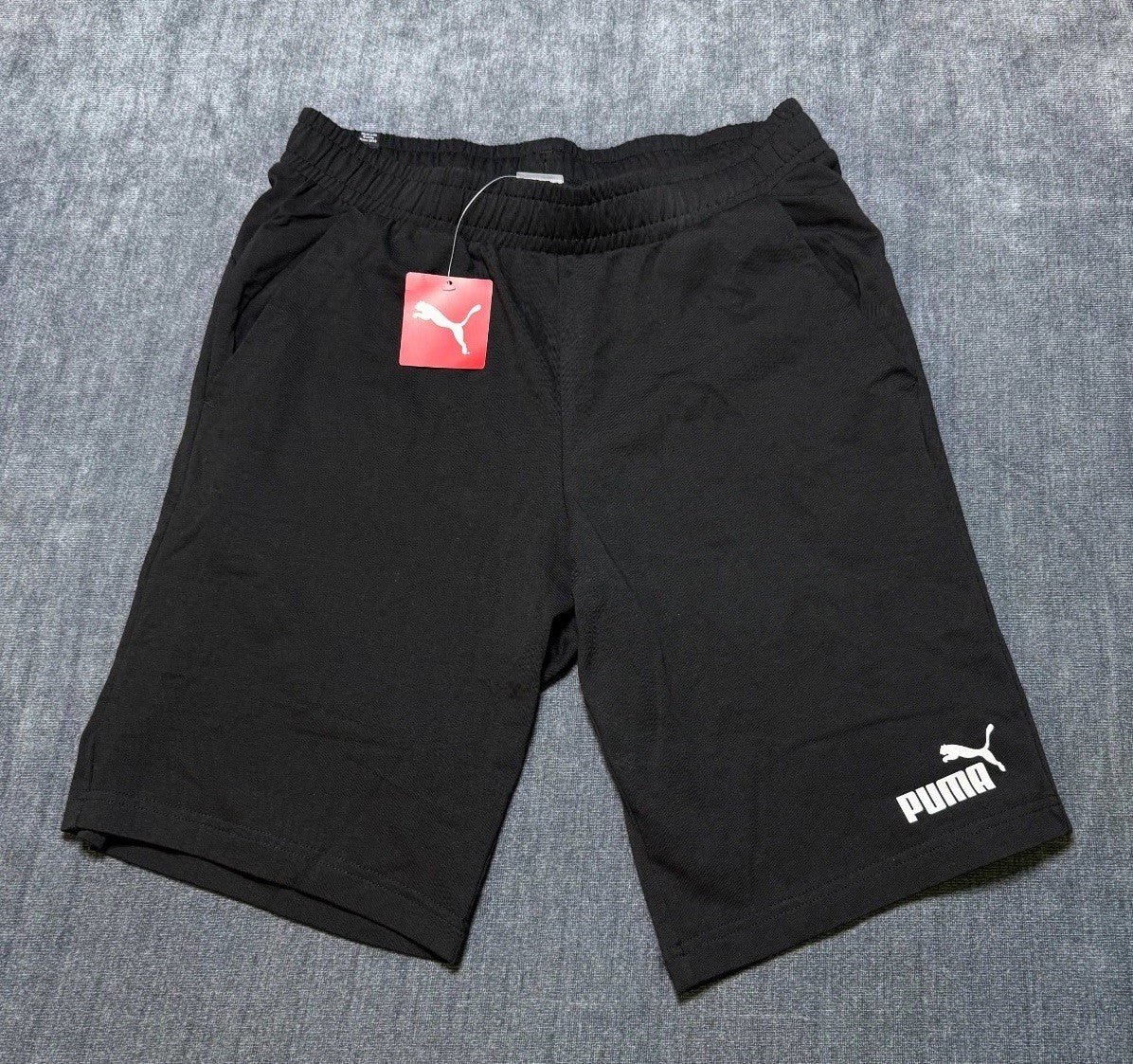 NWT PUMA Essential Jersey Shorts Men’s Large Black Elastic Waist Lightweight