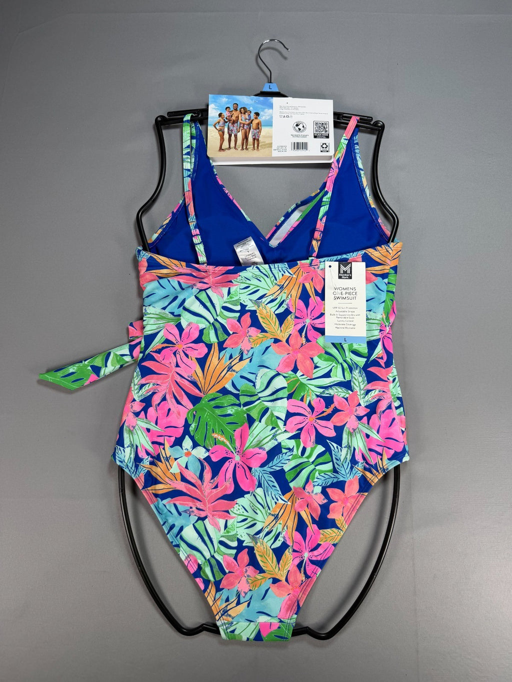 Member's Mark One-Piece Swimsuit Women Large Multicolor Floral Adjustable Strap