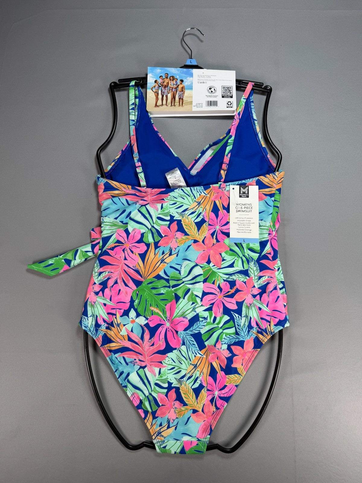Member's Mark One-Piece Swimsuit Women Large Multicolor Floral Adjustable Strap