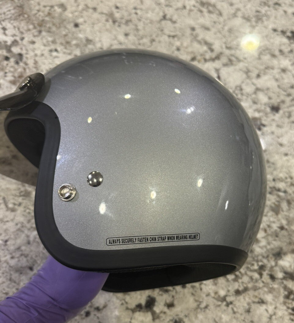 Z1R Open Face Helmet Gloss Silver, Unisex Size XS DOT Motorcycle Helmet NEW