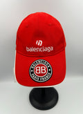 NWT Balenciaga Soccer Club Cap Men's One-Size Red Embroidered-Logo Adjustable