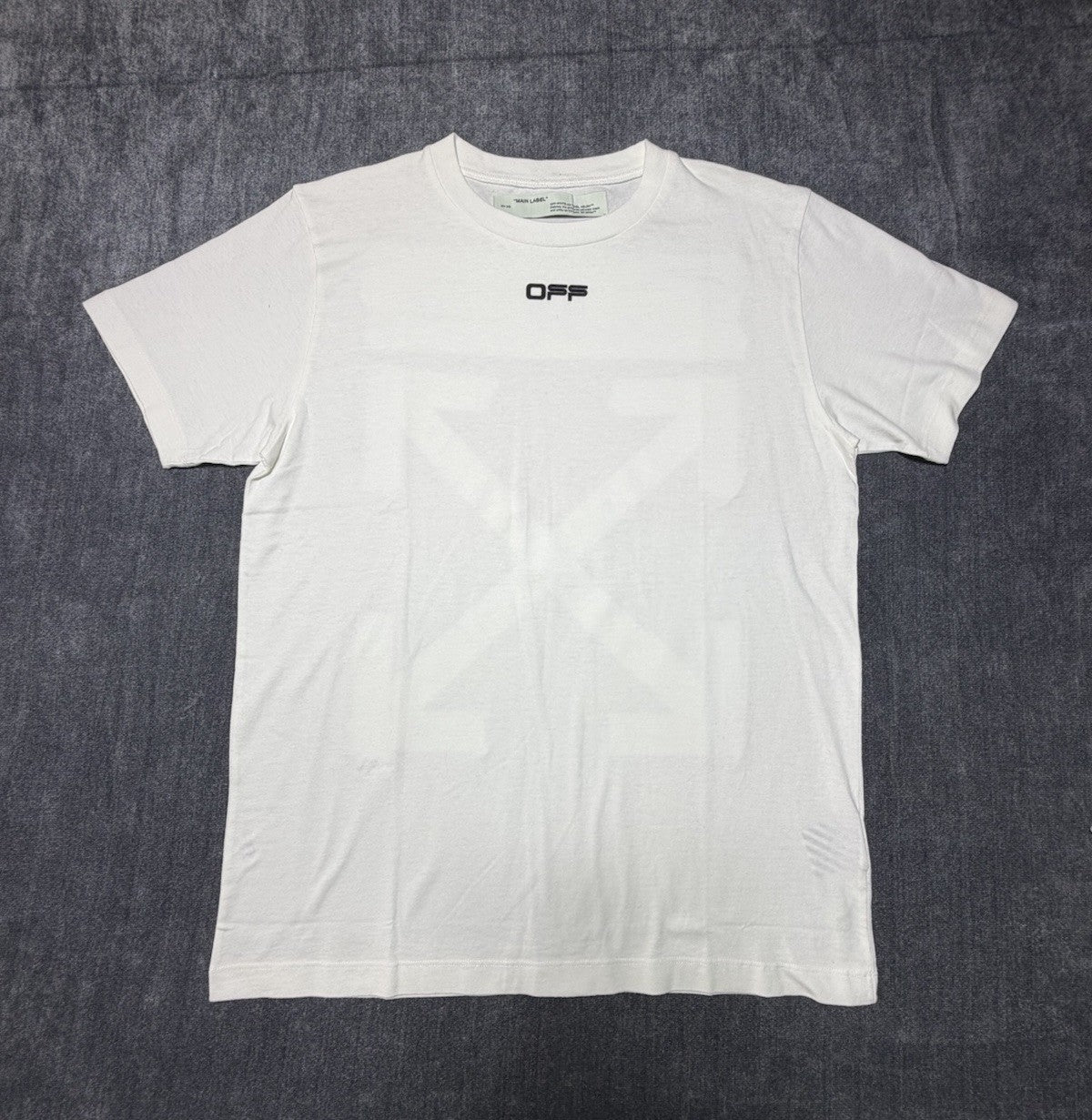 Off-White White Printed Cotton Crew Neck Oversized Size Large T-Shirt NEW