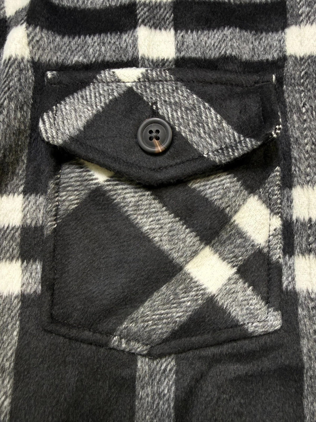 NWT Member's Mark Button-Front Plaid Shacket Women's Small Black/White Pockets