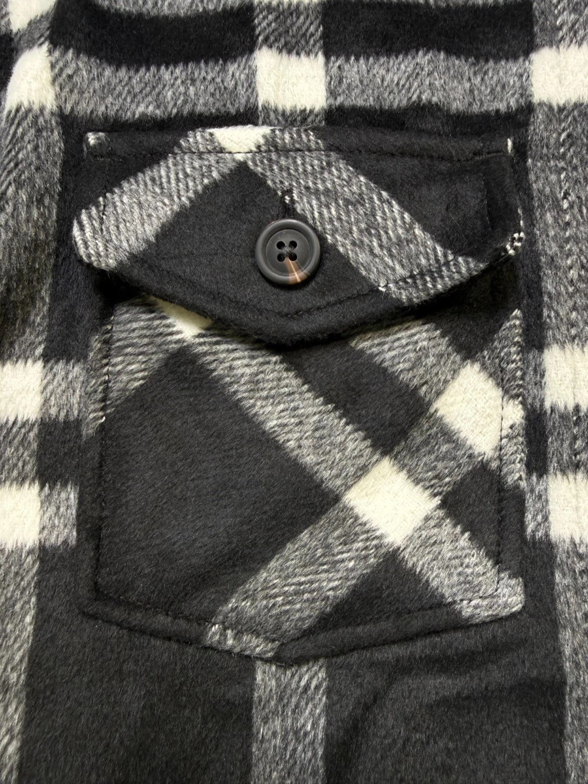 NWT Member's Mark Button-Front Plaid Shacket Women's Small Black/White Pockets