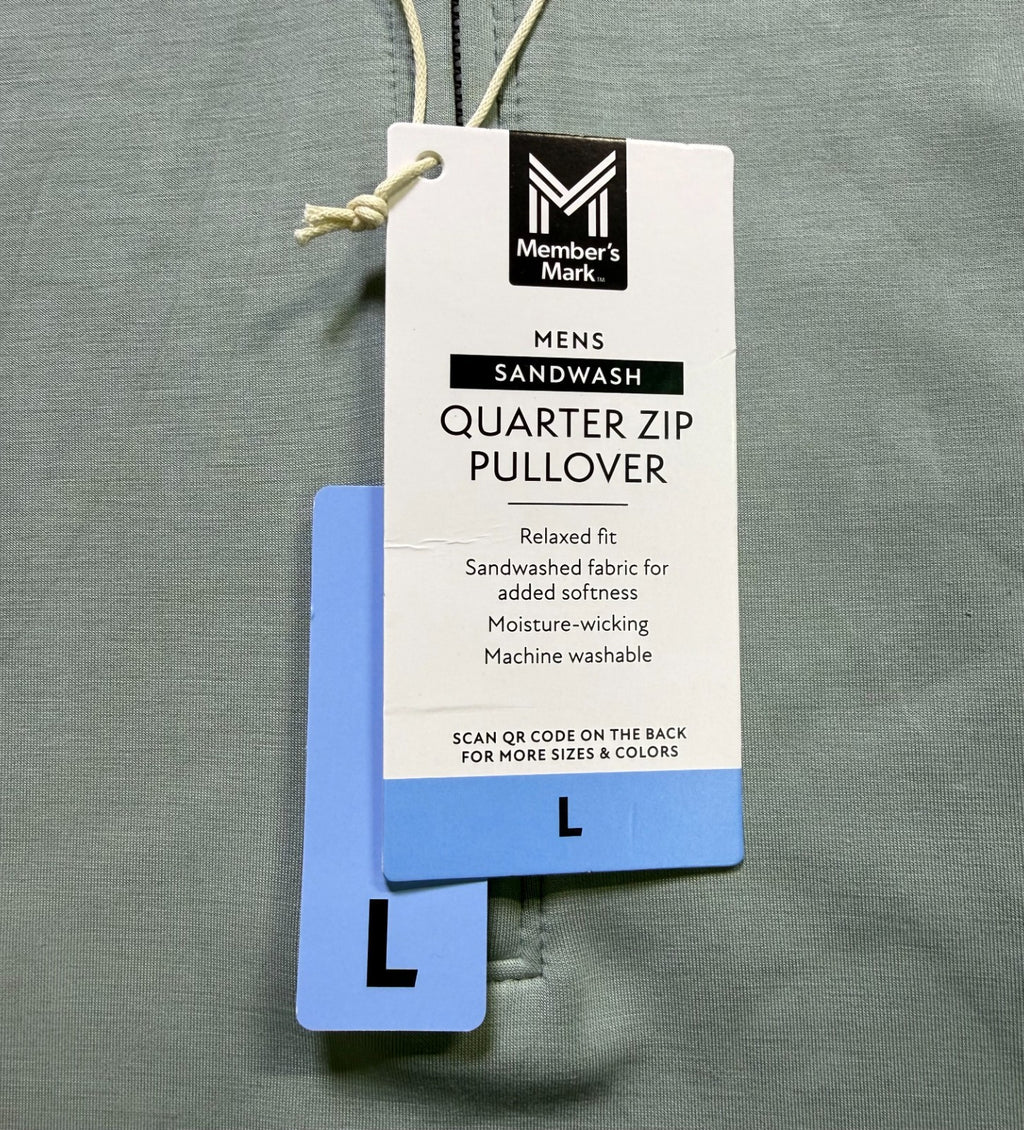 NWT Member's Mark Sandwash Quarter-Zip Pullover Sweatshirt Men's Large Green