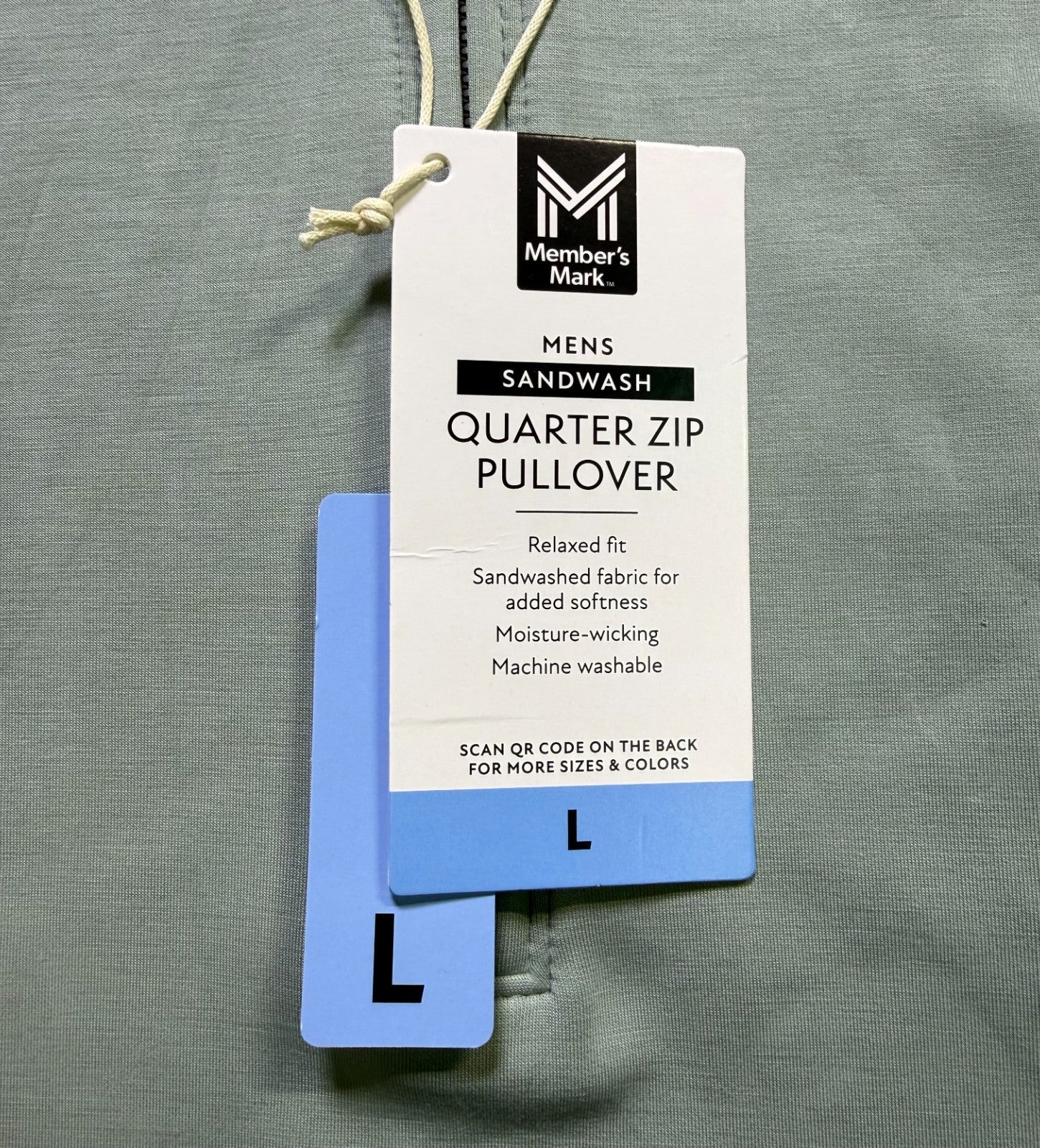 NWT Member's Mark Sandwash Quarter-Zip Pullover Sweatshirt Men's Large Green