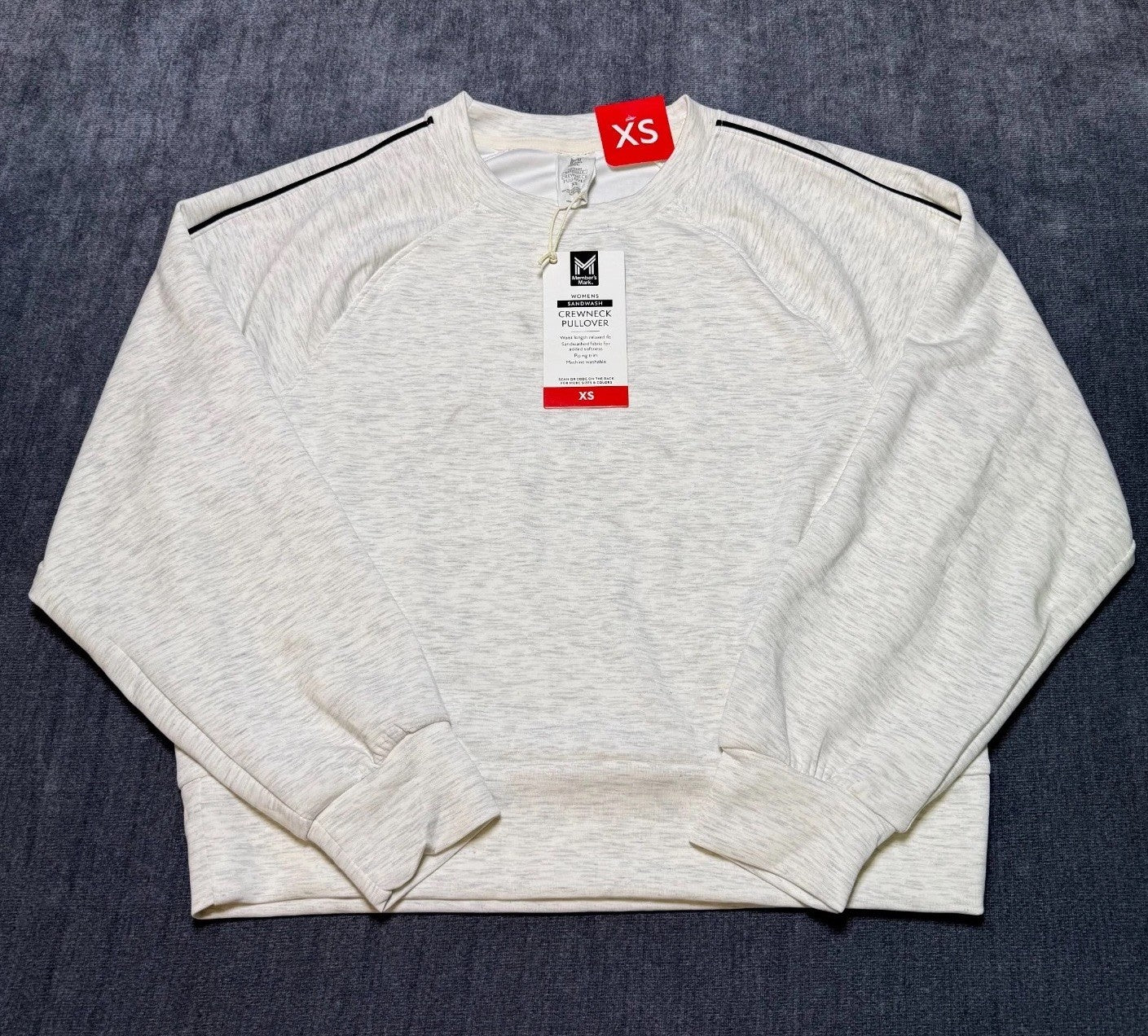 NWT Member's Mark Sand Wash Crew Neck Sweatshirt Women's XS Gray Casual Pullover