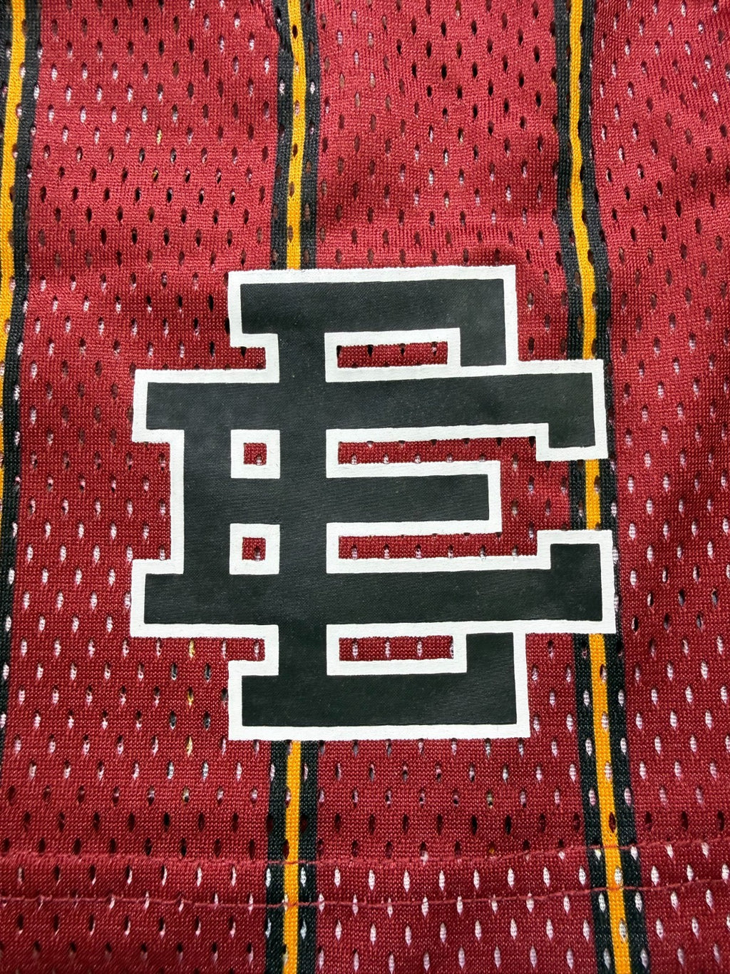 New Era X NBA Eric Emanuel Miami Heat Men’s Shorts Large Red Striped Basketball