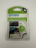 NEW Dymo D1 Flexible Nylon Label Tape Black on White 1/2" x 12ft 12mm S0718040